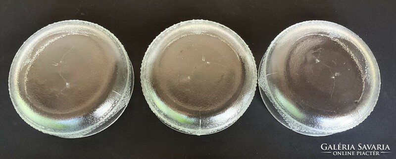 3 db retro üveg fagylaltos pudingos tálka vízcsepp mintával ritka