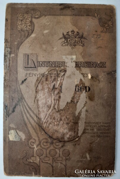 Antique hardback cabinet photo, 16x10.5 cm, Lintner Ferencs, Szeged