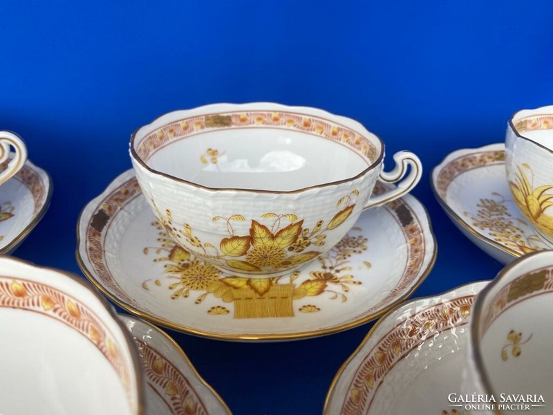 Herendi sárga indiai kosaras teás csésze 6db