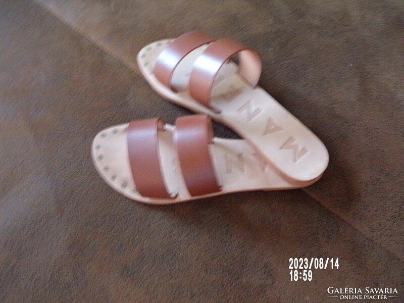 Tan leather manebi slippers