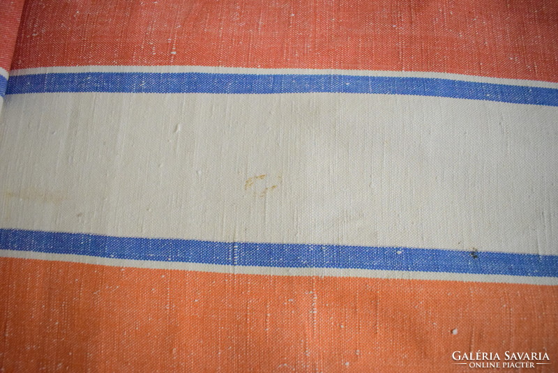 Régi zsák ernyő vászon anyag , szőttes pamutvászon , színes csík anyagában mintás 230 x 81 cm I.