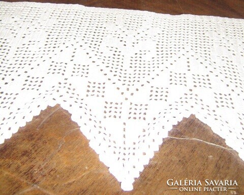 Cute white crochet stained glass curtain or shelf border