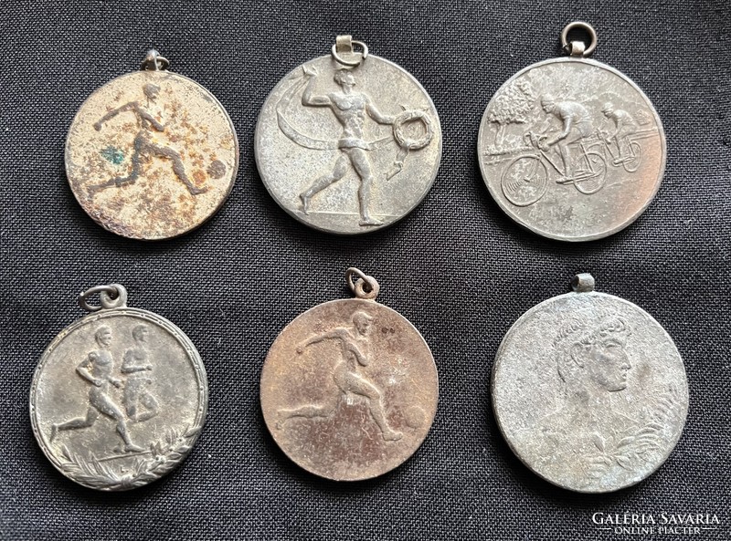 6 old sports medals