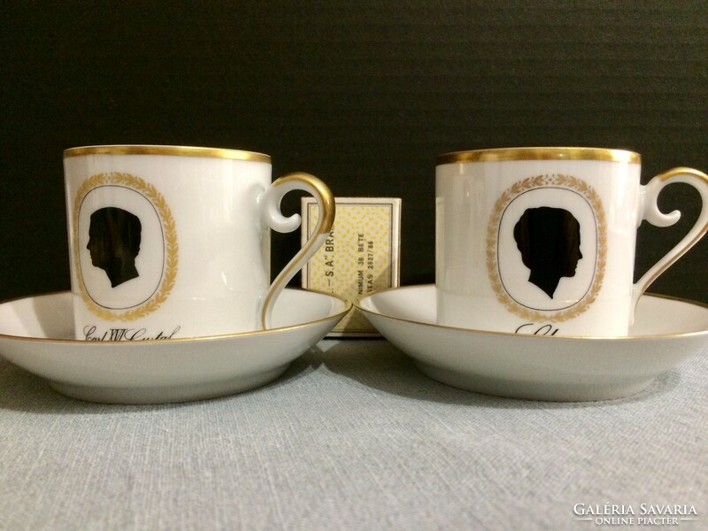 Vintage Hackefors porcelain cup with bottom - 2 pcs