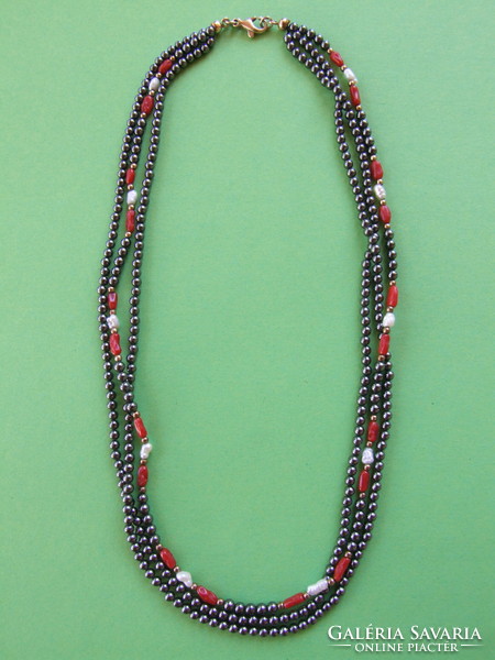 Silver necklace with hematite (220426)