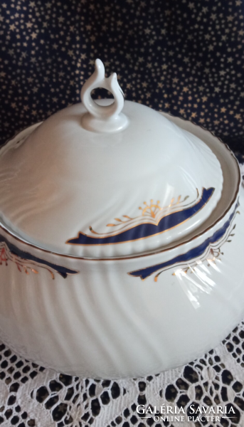 Blue patterned soup bowl