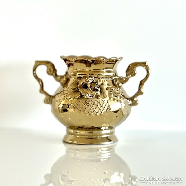 Gilded porcelain bowl + tea set!