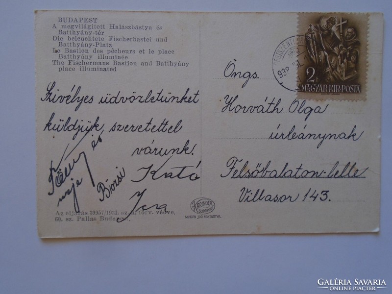 D197321    Budapest  1939 - Pestszentlőrinc -aláírások - Horváth Olga Felsőbalaton-lelle