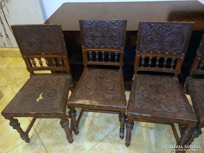 6 Pcs. Neo-Renaissance leather chair