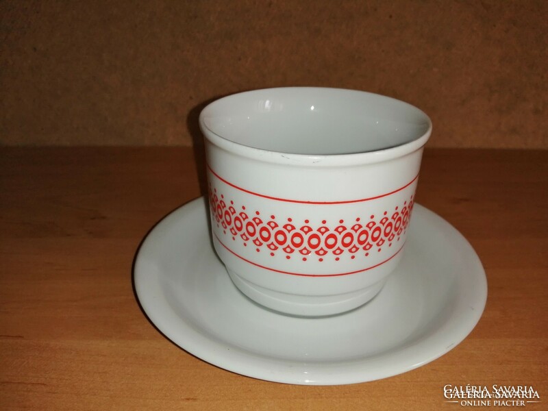 Zsolnay porcelain retro menses mug with red pattern (3/d-2)