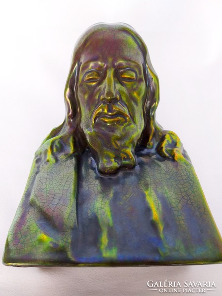 Antique Zsolnay Eosin bust of Jesus