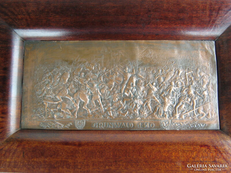 Copper wall decoration in a wooden frame Battle of Grünwald