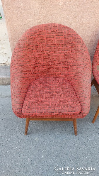 Scandinavian style retro shell armchair and chair in original condition