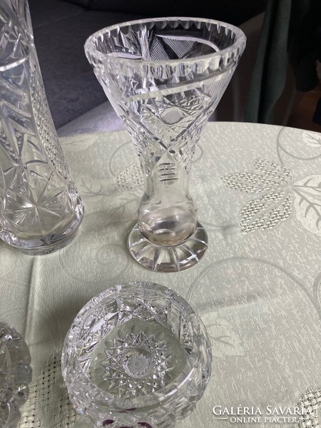 Crystal vase and ashtray collection