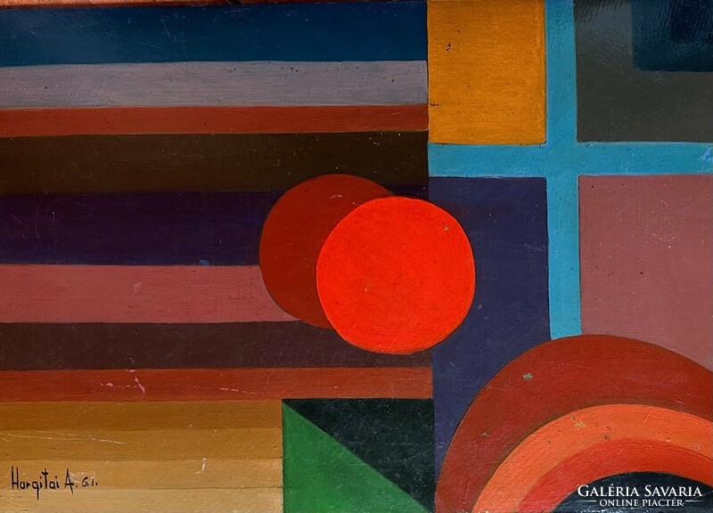 András Hargitai: geometry (1961. Oil carton) original!