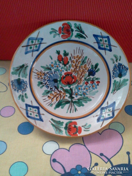 3 folk painted plates