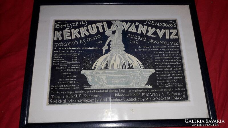 Antique Theodora spring Kékkút medicinal sour water certificate trademark 38 x 29 cm according to the pictures