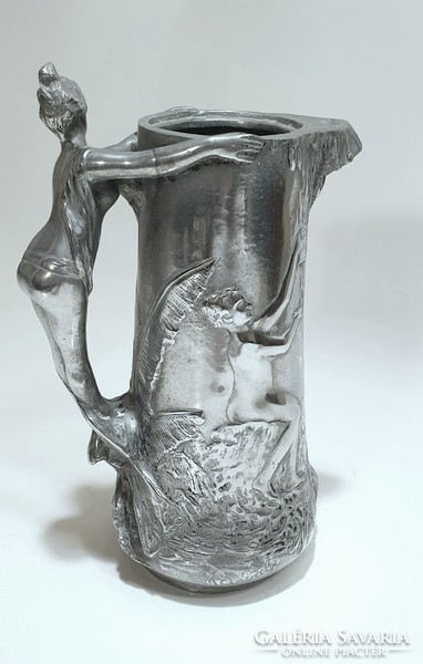 Magnificent Art Nouveau Silver Plated Pitcher Pouring Pedro Ramon Jose Rigual (1863-1917)