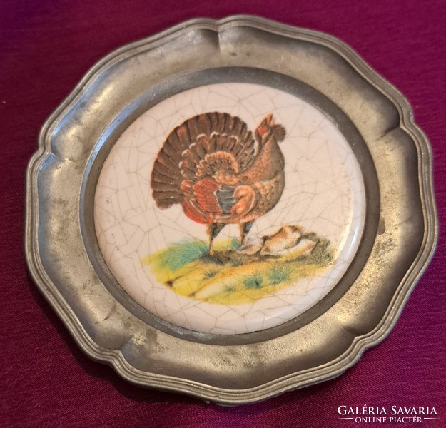 Siketfajd madaras óntányér, vadászos kis fali tányér (L4106)