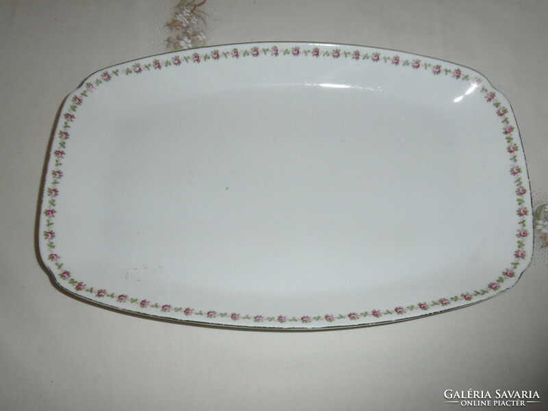 Older rose-patterned porcelain pie plate, cake plate, serving tray