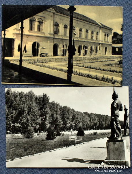 2 old Balaton photo postcards spa / sot sanatorium. Park detail 1958, 61 ran