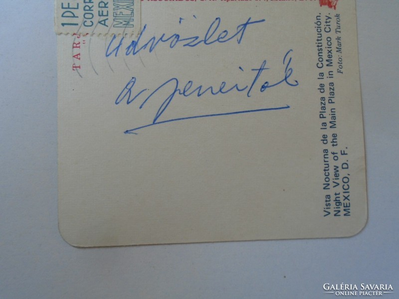 H36.11  Mexikó  DF  1964 október 24  Jenei aláírása  küldve Dr. Török Györgynek  Budapestre