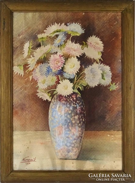 1N860 with Kurucsa mark: table still life with flowers 1926