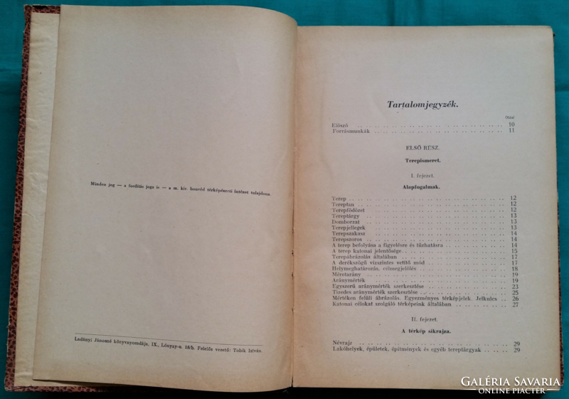 Vöröss József: Tereptan - M. Kir. Honvéd hadapród Iskolák számára tankönyv - első kiadás, 1943