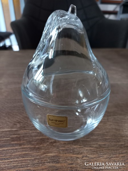 Luminarc körte alakú  fedeles üveg tartó