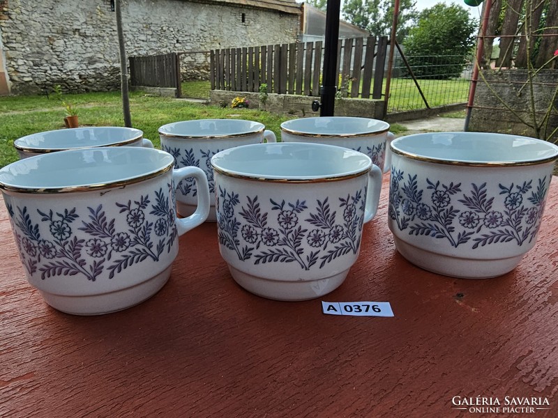A0376 zsolnay blue floral mug set of 6