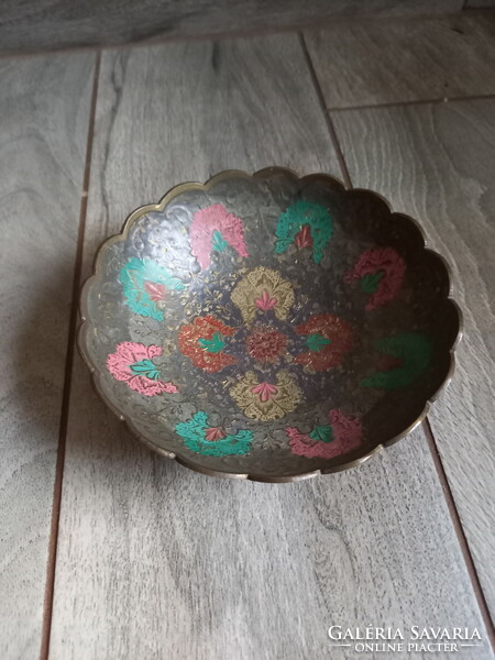 Nice old enameled copper serving bowl (14.5x5 cm)