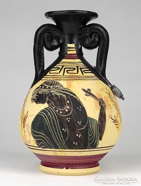 1O530 Festett plombált görög kerámia váza kópia 13 cm