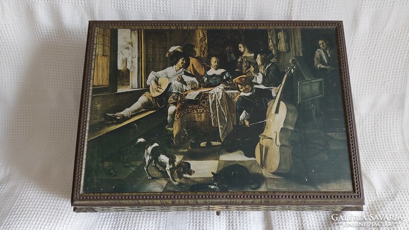 Jan Steen festményével süteményes pléh doboz