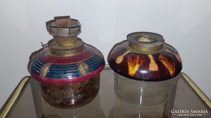 Antique oil lamp container