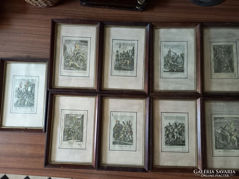 Antique church-themed etchings, 9 pieces, size 17 cmx25 cm.