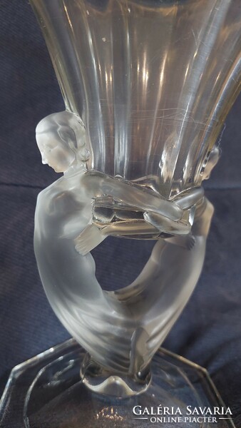 Acid-etched glass vase decorated with female figures, Art Nouveau