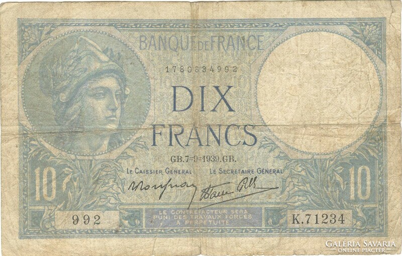 10 frank francs 1939 Franciaország