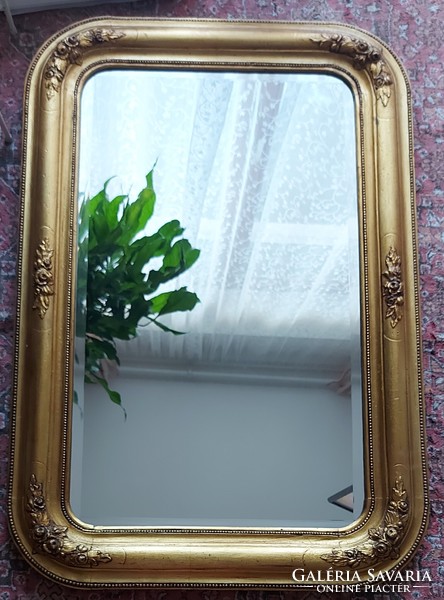 Antik biedermeier tükör aranyozott keretben 90x60