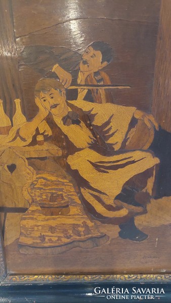 Old marquetry picture, 54x42 cm
