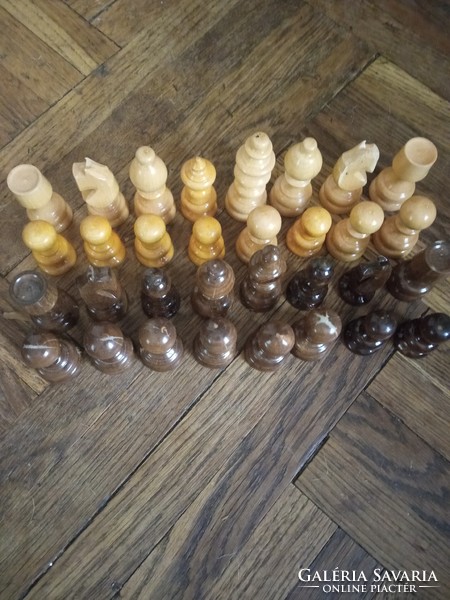 Beautiful classic carved wooden chess pieces