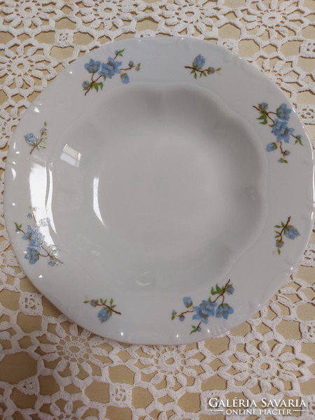 Zsolnay porcelán, kék barackvirágos 1db mély, 1db lapos tányér