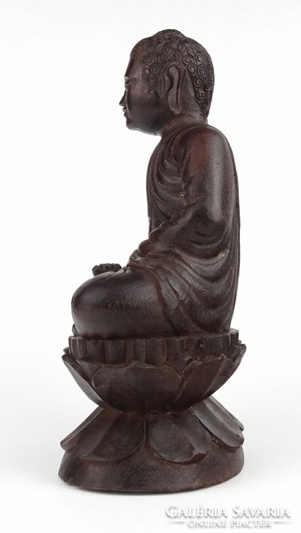 1N913 Nagyméretű faragott egzotikus fa Buddha szobor 26.5 cm