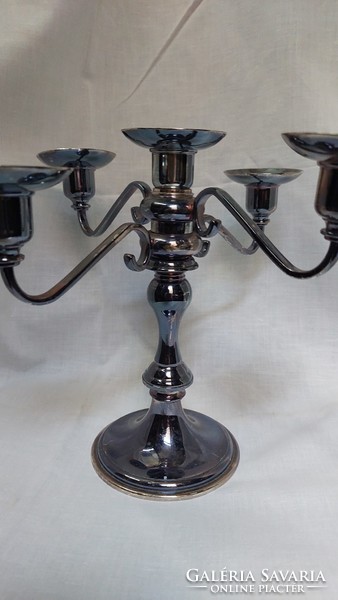Silver-plated five-prong candle holder