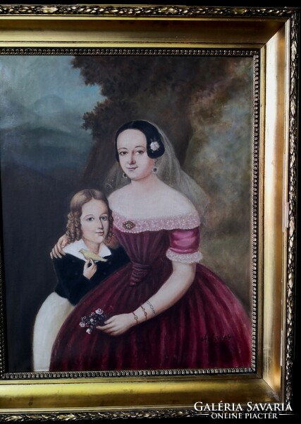 Fk/381. - Ernő Gebauer - portrait of mother and daughter