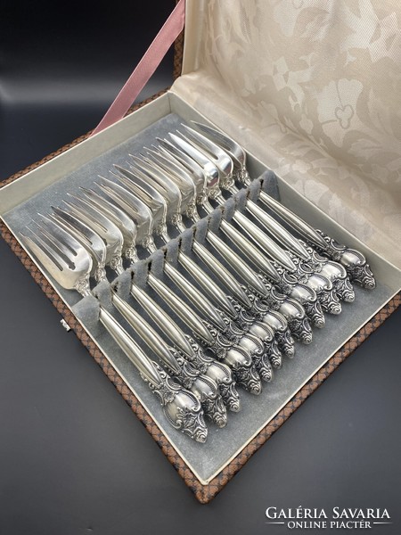 Silver-plated dessert / salad fork set - 12 pieces in a box