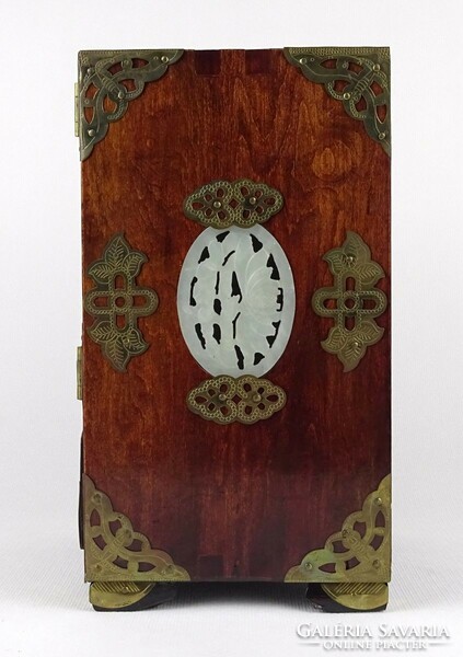 1N914 old Chinese jade musical mahogany jewelry cabinet