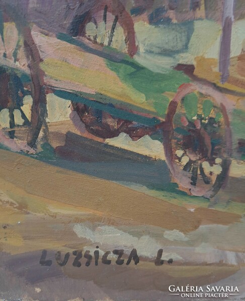 Luzsica Lajos (1920-2005): Szérűskert, Képcsarnokos, 60x80 cm.
