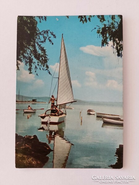 Old postcard balaton photo postcard sailing boats