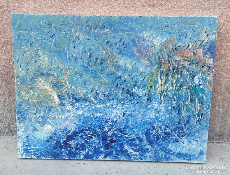 Háborgó természet, modern tájkép festmény, olaj-vászon, 60 x 80 cm