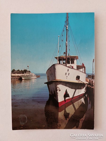 Old postcard 1979 Balaton photo postcard harbor ships